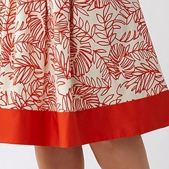 PLUS size Lane Bryant Red & White Pleated Flare Floral Skirt Linen - Picture 15 of 16